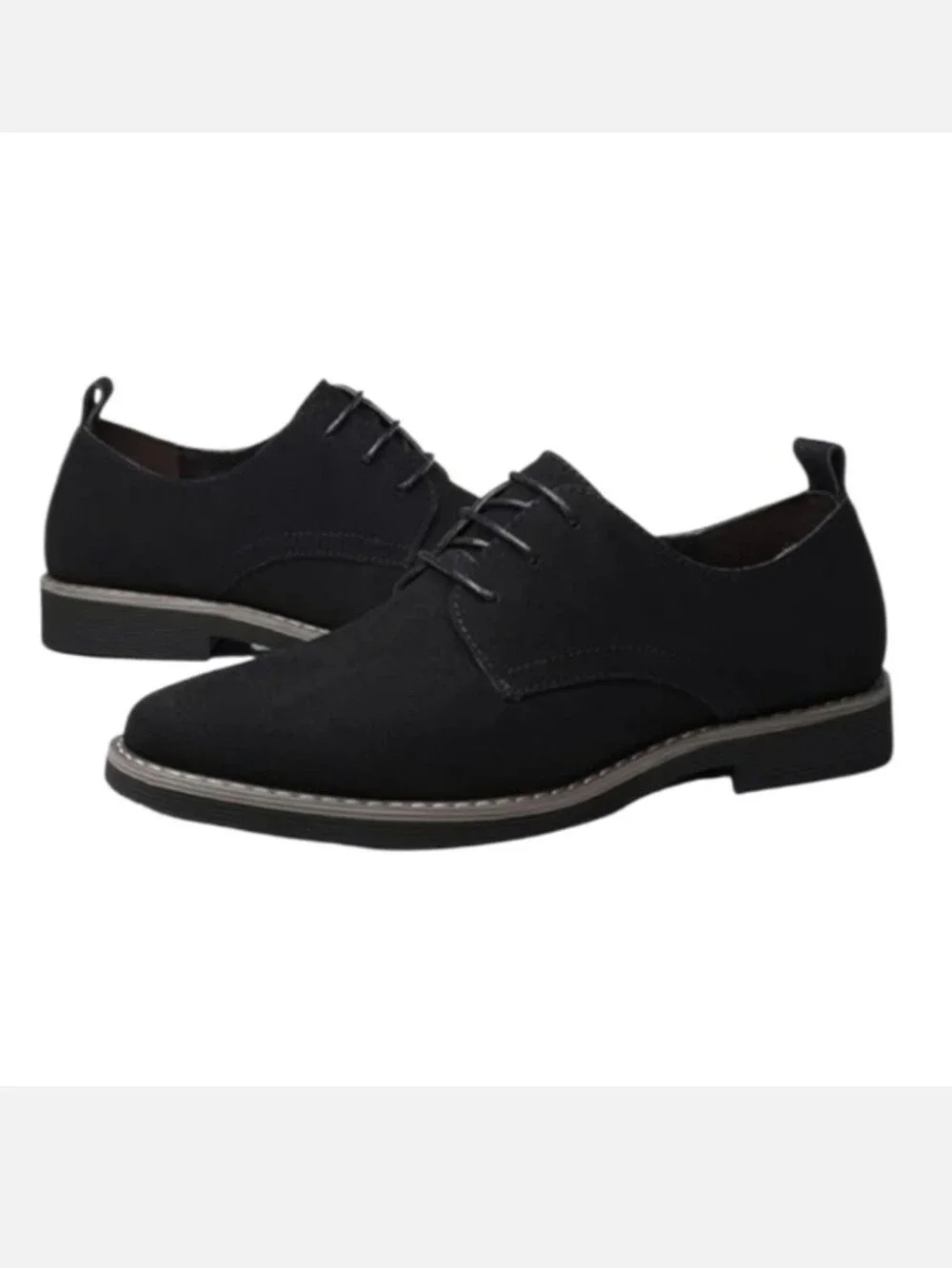 Men's Black Suede Derby Shoes — Elegant Lace-Up Oxfords Size  7.5/40